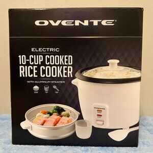 Ovente Electric Rice Cooker, 10 Cups Cooked, With Steamer
